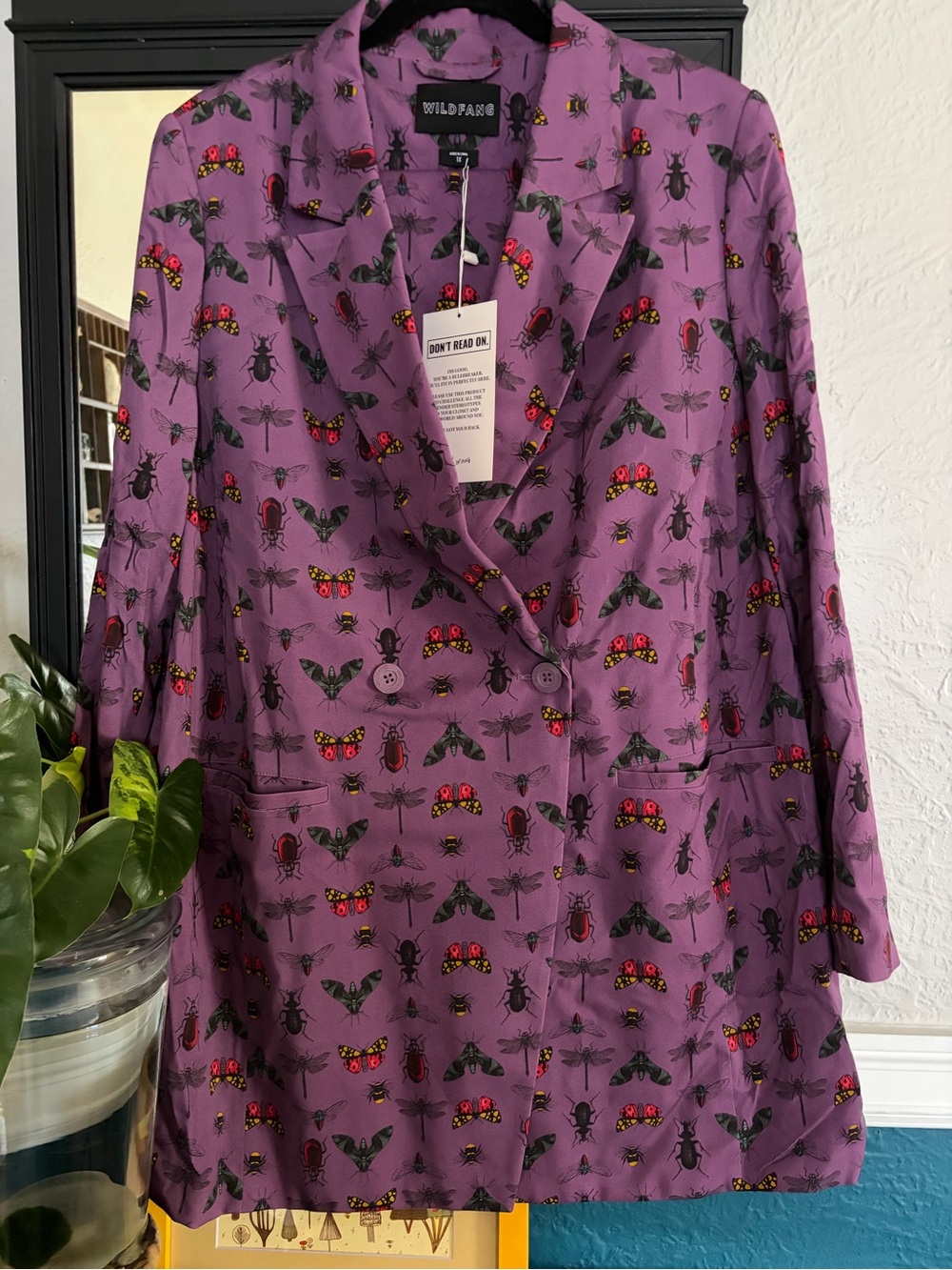 Wildfang Purple Insect-Print blazer and pants suit set